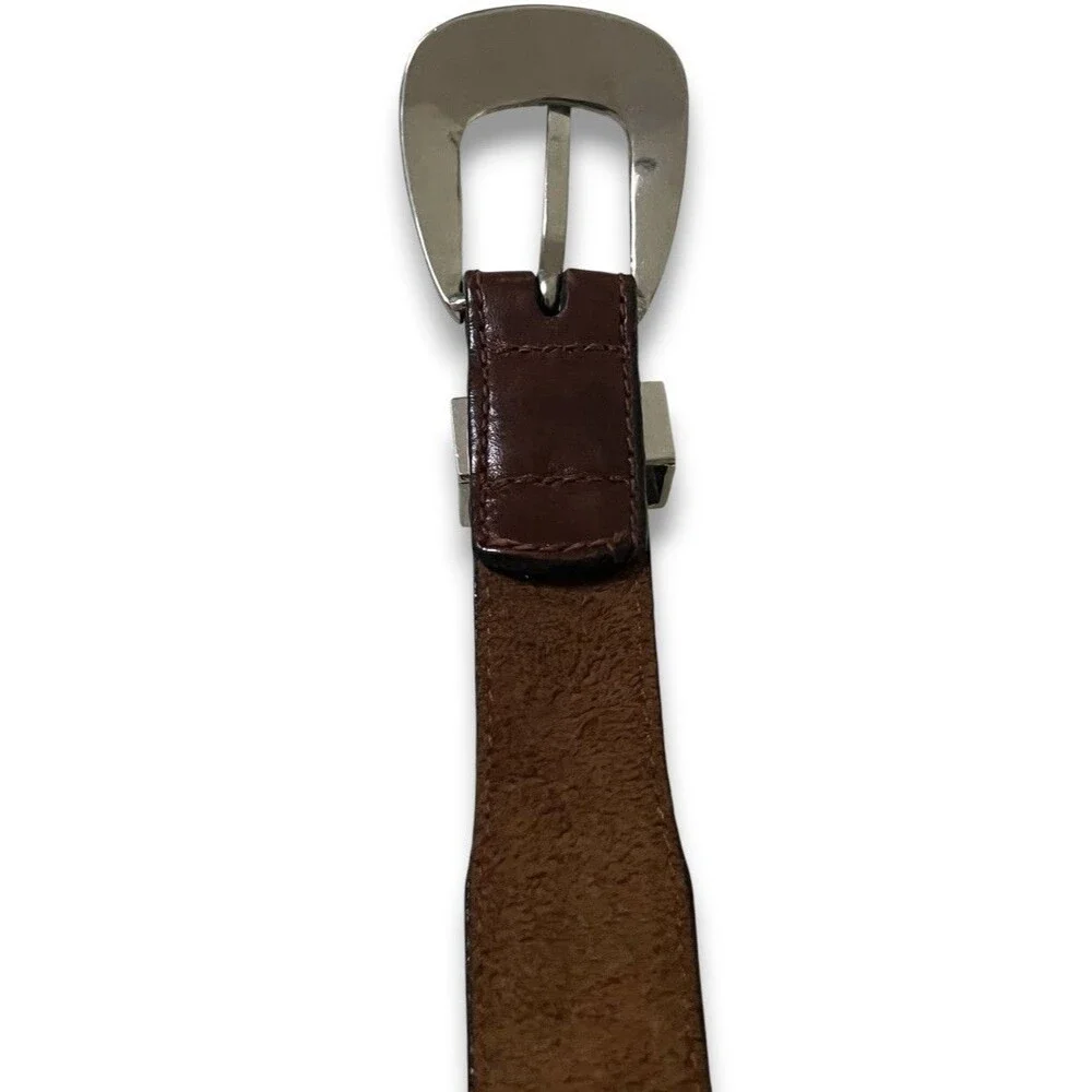 Vintage Western Concho Belt Genuine Brown Leather Silver Buckle Men’s 40